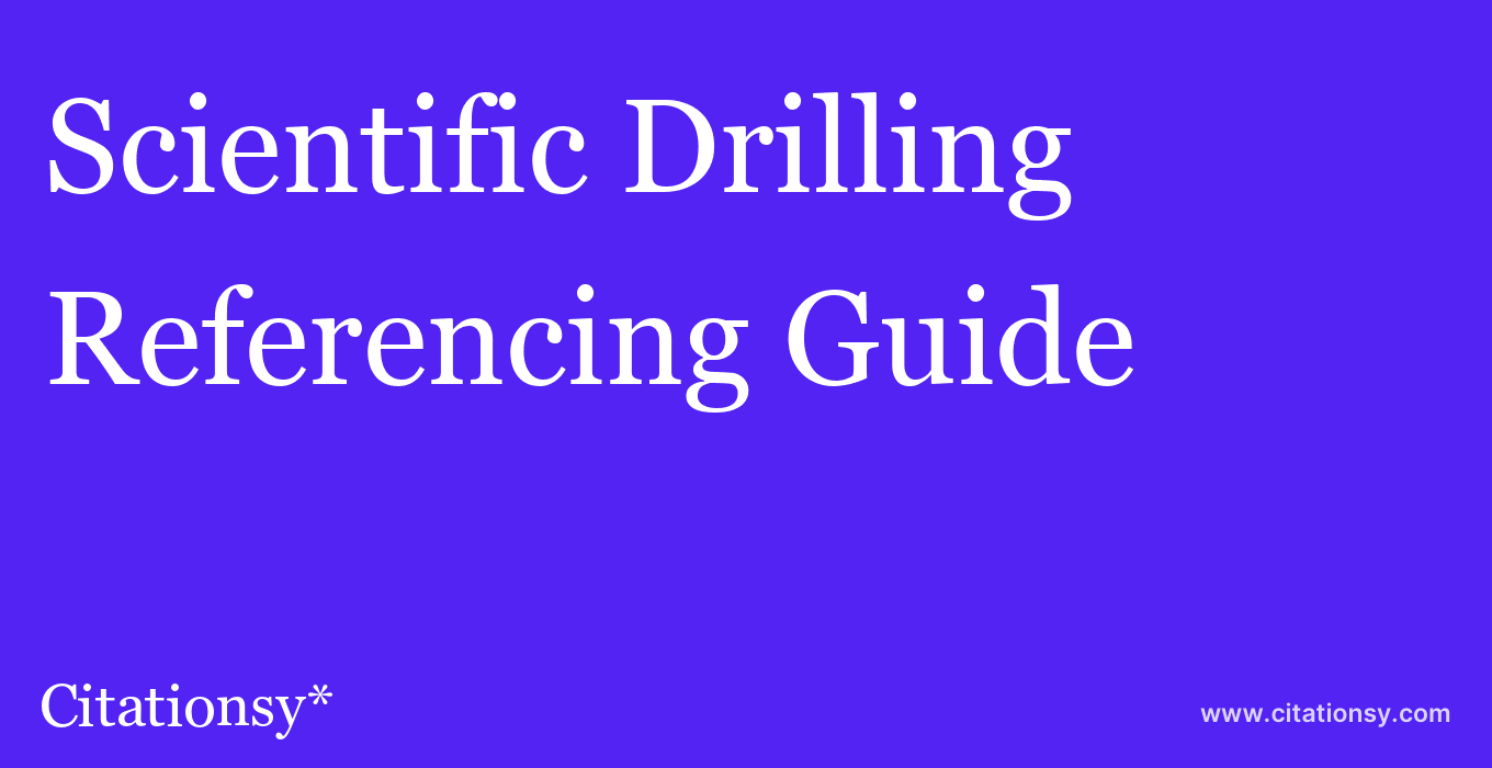cite Scientific Drilling  — Referencing Guide